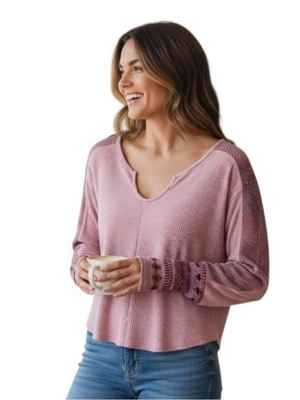 Daily Practice Women’s Lightweight V-Neck Dusty Rose Top Size Medium